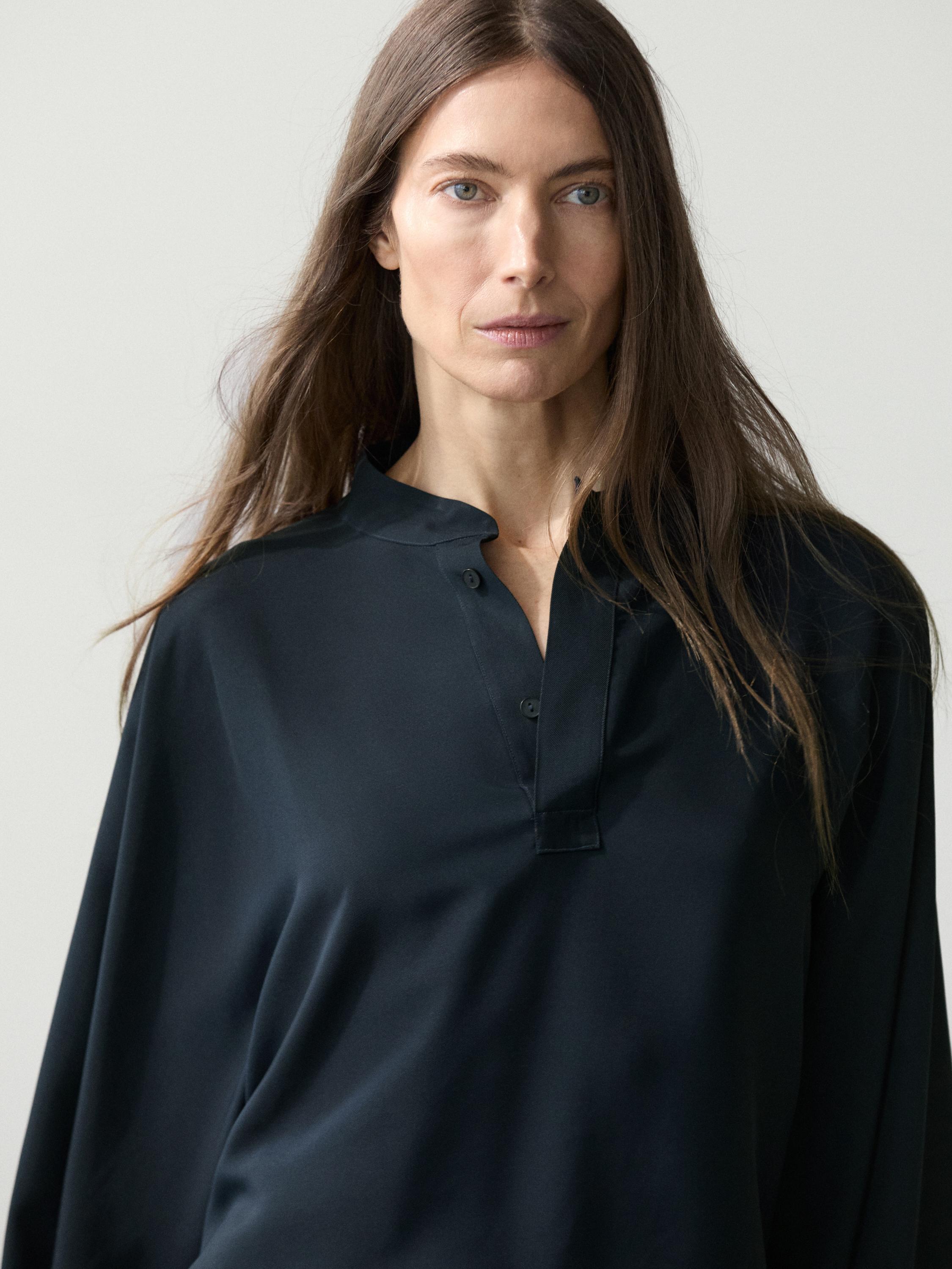 Flowing stand collar blouse